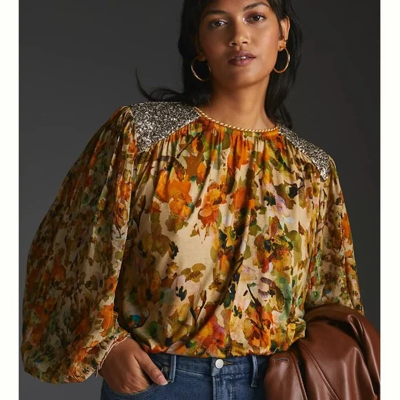 Anthropologie Multicolor Floral Blouse - Picture 1 of 9
